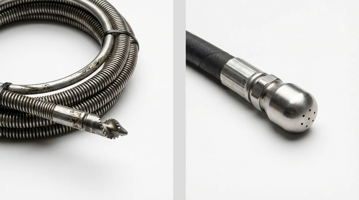 Drain snake cable and hydro jetting nozzle used for drain cleaning in Fort Washakie, WY