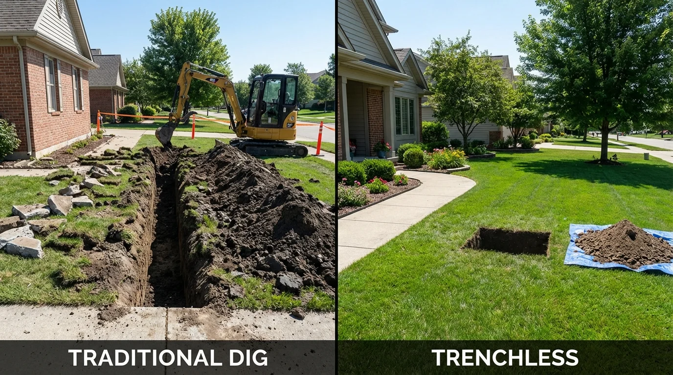 Trenchless sewer repair with minimal yard damage versus traditional excavation in Fort Washakie, WY